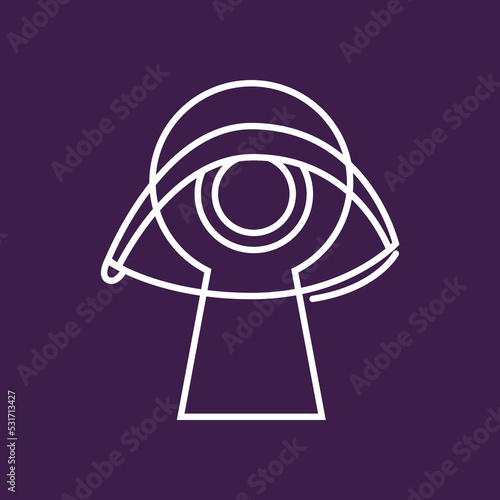 Therapy and the concept of psychology.  A philosophical metaphor depicting a keyhole as a way into the depths of a person's personality. Abstract modern illustration about mental health.