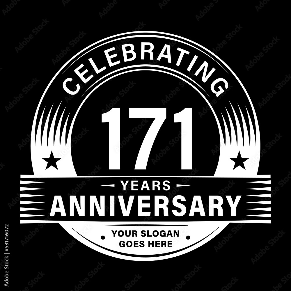 171 years anniversary celebration design template. 171st logo vector illustrations. 