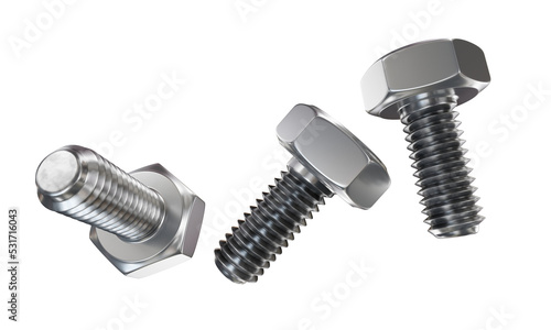 three screws isolated on a transparent background photo