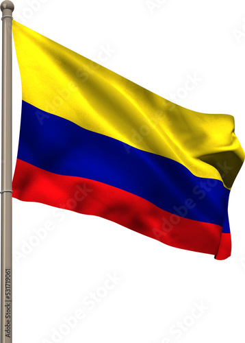 Free Download Vertical image of flag of colombia waving on metal flagpole - GFXLoad