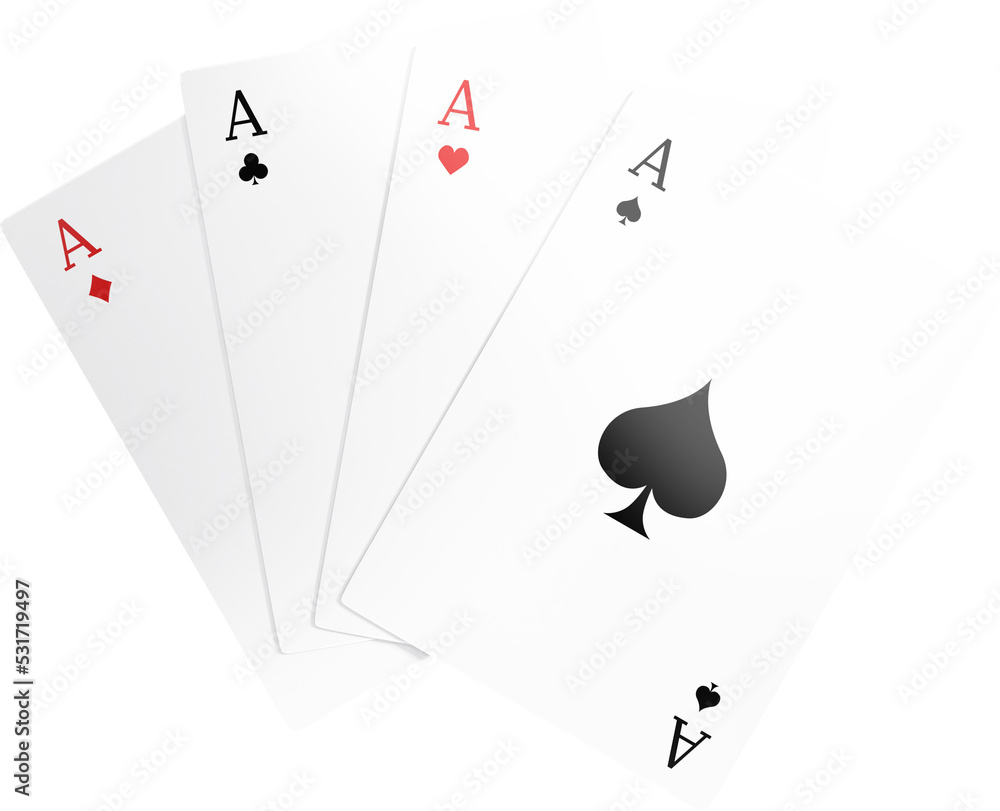 Naklejka premium Image of a set of four ace playing cards, an ace from every suit