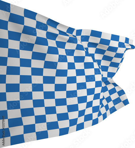 Image of blue and white checkered racing finish flag
