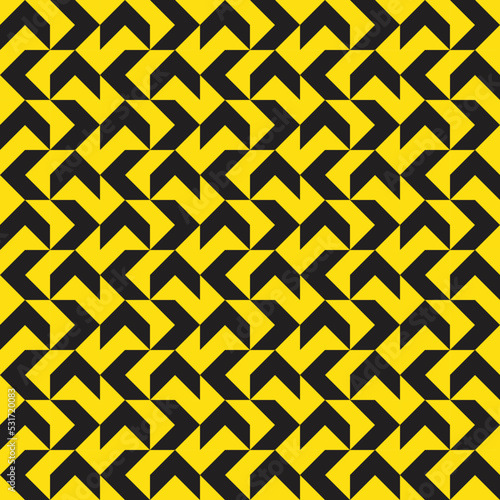 Black arrow pattern on yellow background. Colorful modern backdrop design. Up and down, left and right direction pattern on yellow background.