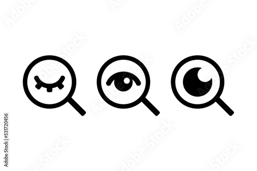 Eye with Magnifying glass. Preview icon. Vector illustration