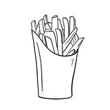 Sketch Hand drawn illustration French fries. Design for menus, ads.