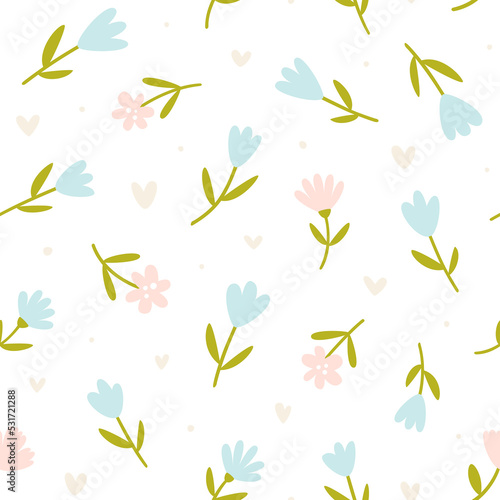 Stylized flower pattern. Seamless vector simple floral print for textile and fabric.