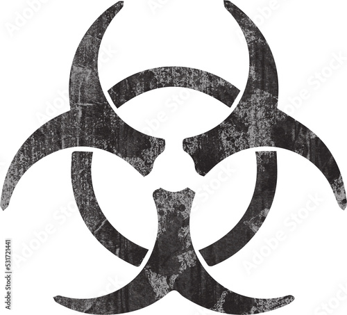 Illustration of distressed black biohazard symbol