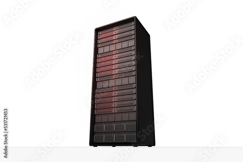 Image of a computer server with red lights photo