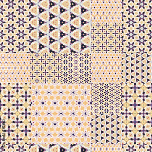 Abstract seamless pattern in beige and violet colors. 