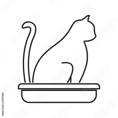 Cat litter linear vector icon, white background.