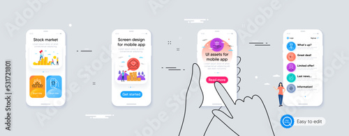 Approved teamwork, Woman and Mobile like minimal line icons. Phone ui interface. Love letter, Support consultant, Like hand icons. Shop app, Loyalty program, Business meeting web elements. Vector