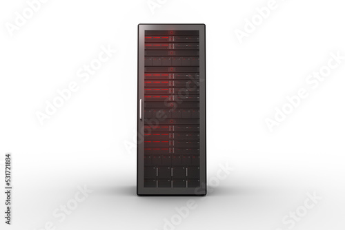 Image of computer server with red lights photo