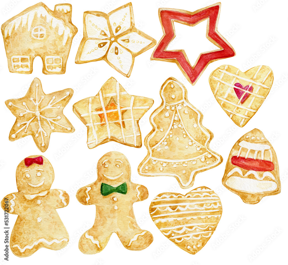 Watercolor cookies set, 50 0dpi png file with transparent background, graphic recourse for logos, patterns, web, greeting cards, baking shop menus Watercolor cookies set, 50 0dpi png file with transparent background, graphic recourse for logos, patterns, web, greeting cards, baking shop menus