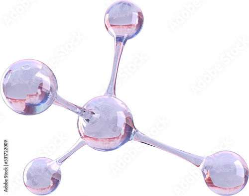 Illustration of purple and pink glass molecule chemistry model