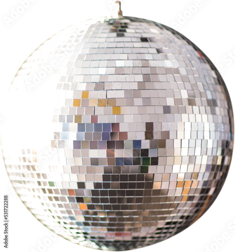 Image of close up of disco mirror ball with reflections