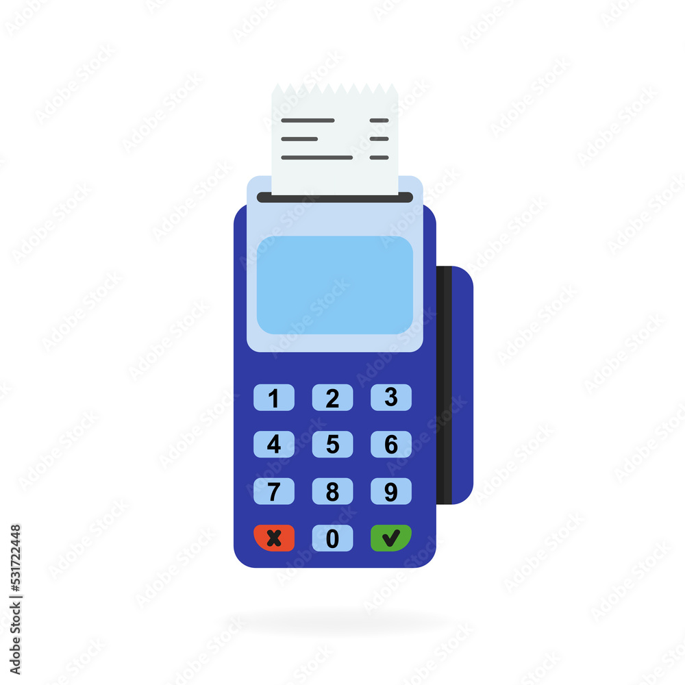 Terminal that issues a check, shops. Vector illustration Terminal that issues a check, shops. Vector illustration