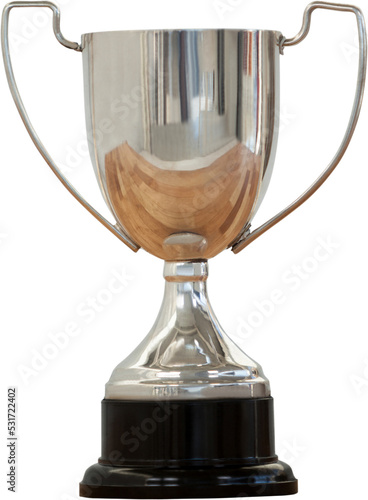 Image of close up of silver trophy cup