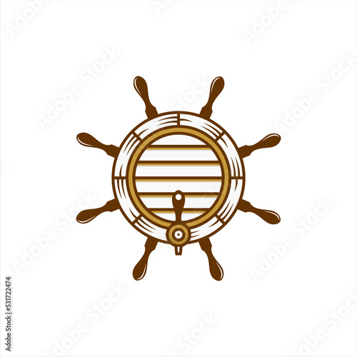 Steering Wheel Captain with Barrel logo design inspiration.