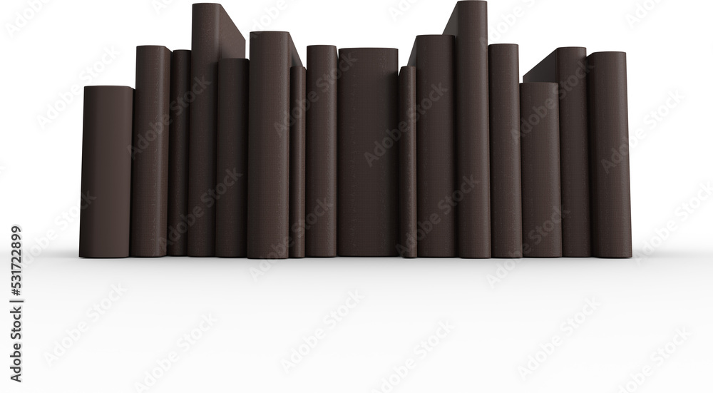 Image of a row of dark brown books with blank copy space on spines Image of a row of dark brown books with blank copy space on spines