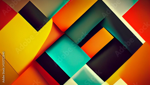 Deconstructed postmodern inspired artwork of vector abstract symbols with bold geometric shapes