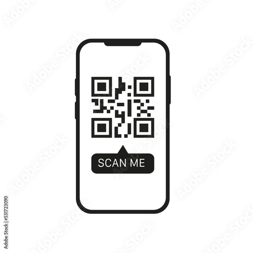 Phone with qr code, scan me. Vector illustration
