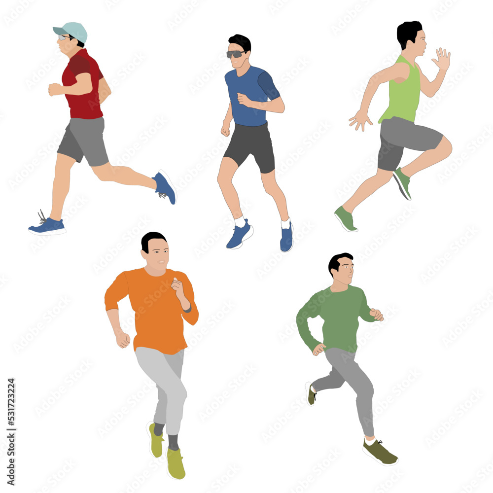 set of running a men. active people get racing 