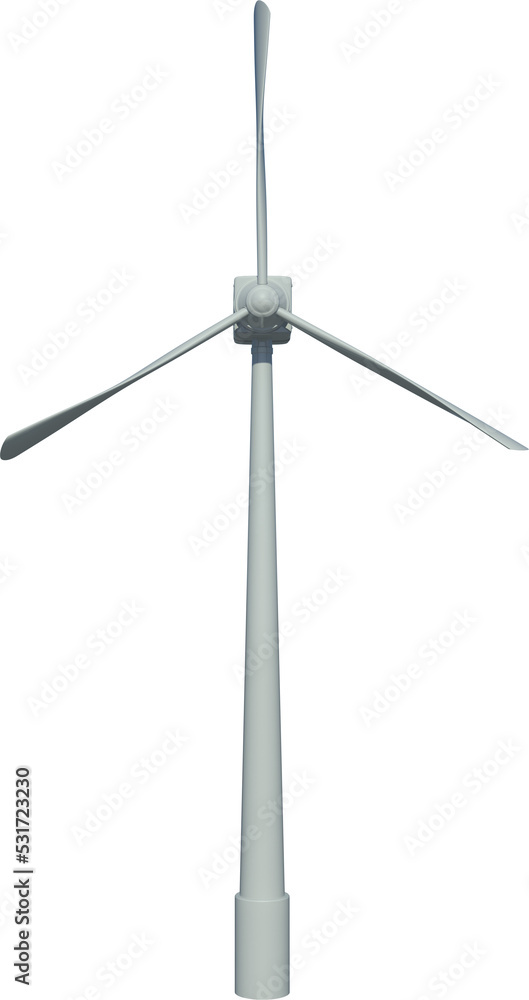 Vertical image of modern white wind turbine