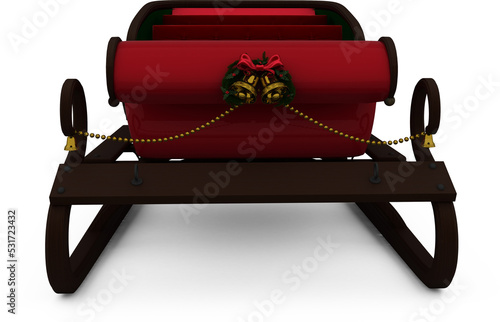 Leinwand Poster Image of front view of santa's christmas sleigh with bells