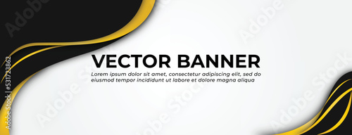 Yellow Black Waves Vector Banner Template Design
