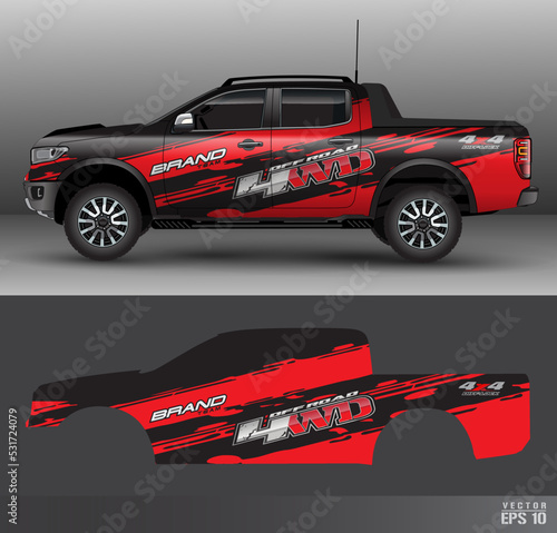 Racing truck  wrap design vector. Graphic abstract stripe racing background kit designs for wrap vehicle_19092022