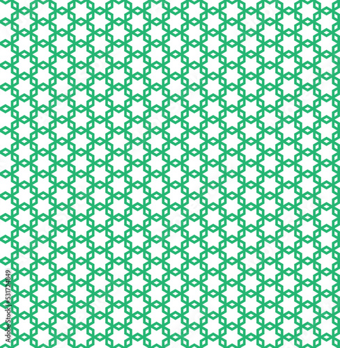 Green interlaced pattern on white background. Green interlocking pattern on white backdrop.