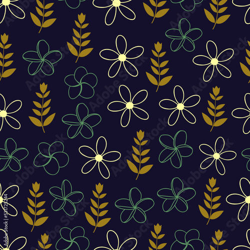 Modern fashionable vector seamless floral ditsy pattern design. Elegant small flowers and leaves. Repeat texture background for printing and textile