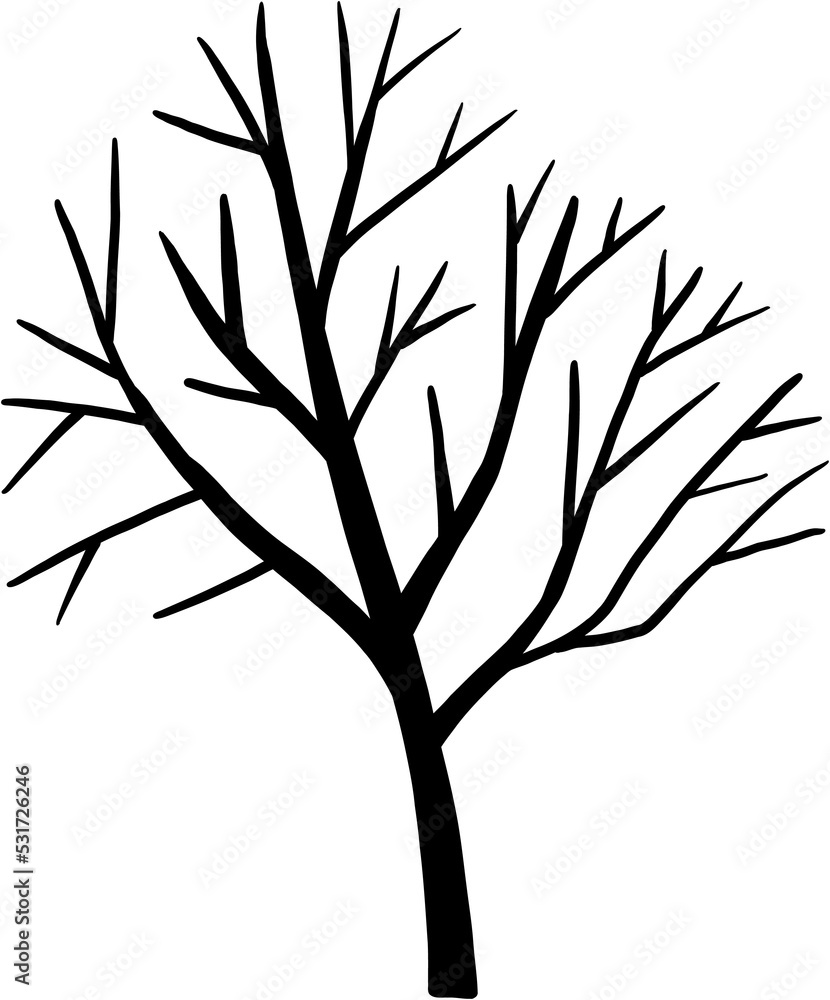 Fototapeta premium simplicity halloween dead tree freehand drawing silhouette flat design.