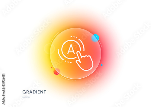 Ab testing line icon. Gradient blur button with glassmorphism. Ui test button sign. Transparent glass design. Ab testing line icon. Vector