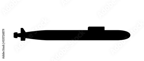 Strategic submarine black silhouette. Submarine black shape.