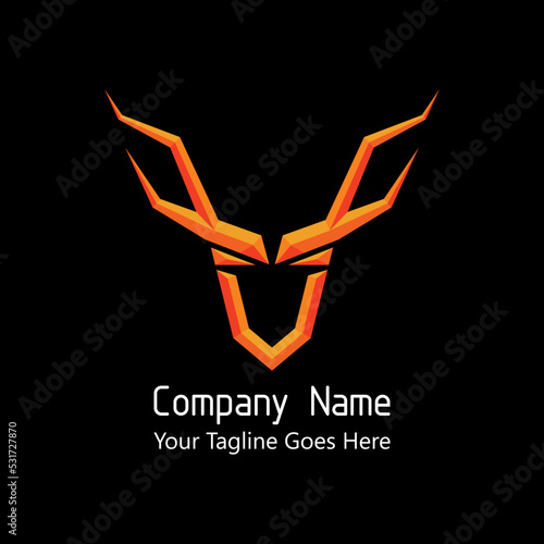 Letter V in the deer antlers shape with embossed effect. The initial logo for business brand identity