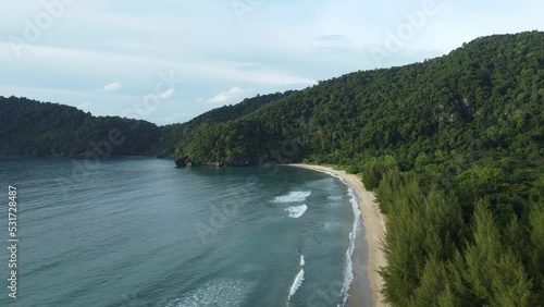 Aerial view of the tourist attraction of Lhok Paroy Beach, Aceh, Indonesia. photo