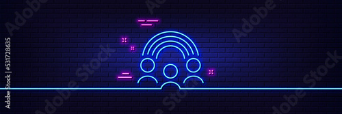 Neon light glow effect. Inclusion line icon. Equity culture sign. Gender diversity symbol. 3d line neon glow icon. Brick wall banner. Inclusion outline. Vector