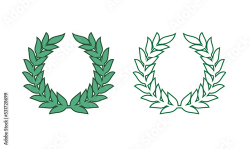 Green laurel leaf wreath. Symbol of victory. Vector illustration. 10 EPS. photo
