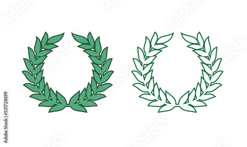 Green laurel leaf wreath. Symbol of victory. Vector illustration. 10 EPS.