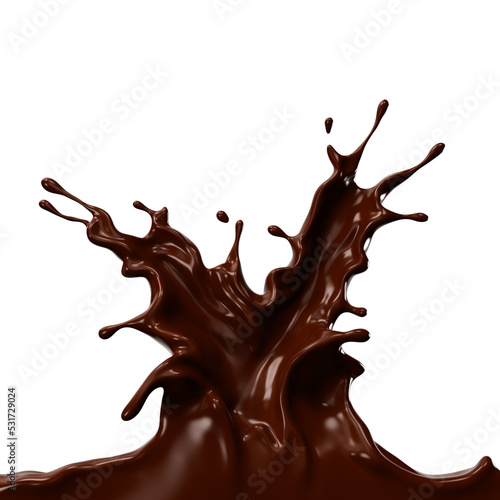 Chocolate splash, liquid or paint pouring, 3d rendering.