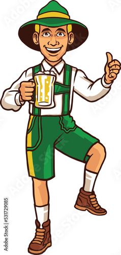 Happy  Man Holding Beer Celebrating Oktoberfest in Bavaria