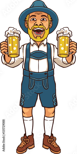 Happy  Man Holding Beer Celebrating Oktoberfest in Bavaria