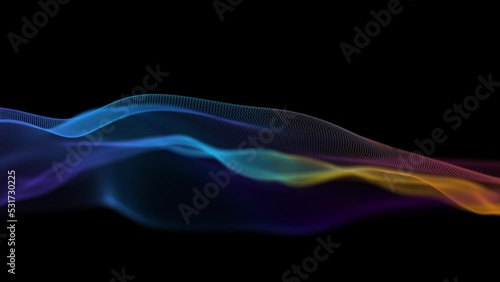 Sound wave technology background. Colorful wave neon futuristic data tech seamless animation.