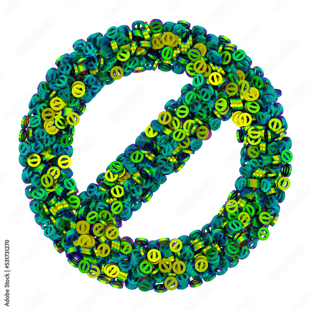 Number 0 made of small iridescent numbers 9, 3d rendering Number 0 made of small iridescent numbers 9, 3d rendering