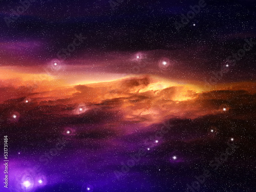 Interstellar nebula in space. Colorful stardust, the birth of stars in the universe. Abstract background. Sci-Fi wallpaper.