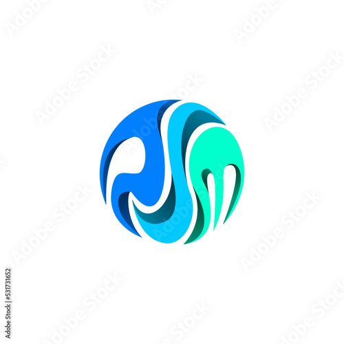 RSM Circle 3D Logo Design. Technology. Sport Managements 