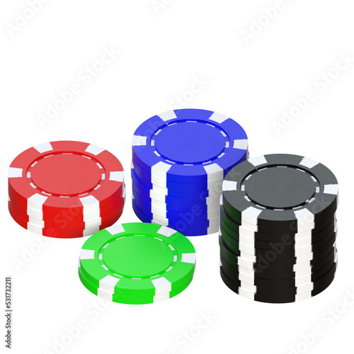 3D rendering illustration of a stack of casino chips