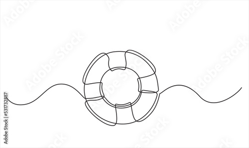continuous One  line drawing of lifebuoy 