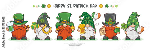 Happy St. Patrick Day With Cute Gnome On Banner Design, Leprechaun Character, Cute Cartoon Illustration